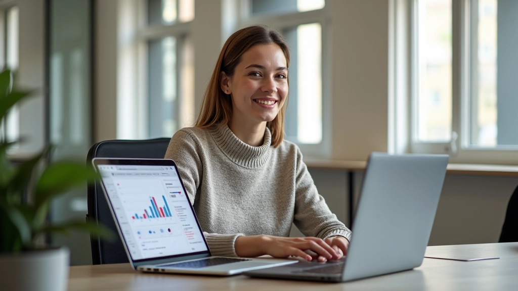 Pessoa revisando analíticos de redes sociais em laptop, analisando engagement e crescimento de marca